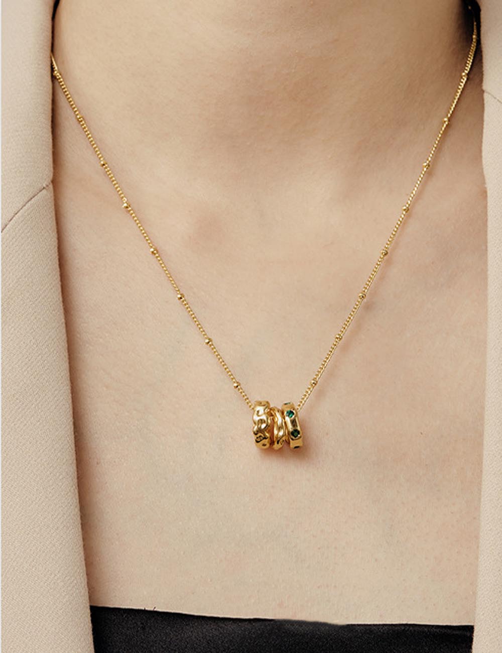 Zircon Inlaid Choker Necklace — necklace, view 2