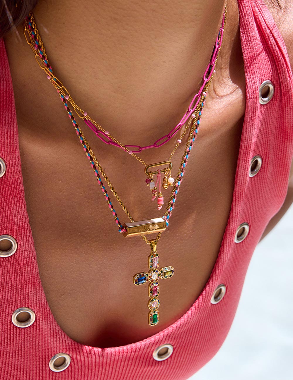 Braided Cross Pendant Necklace — necklace