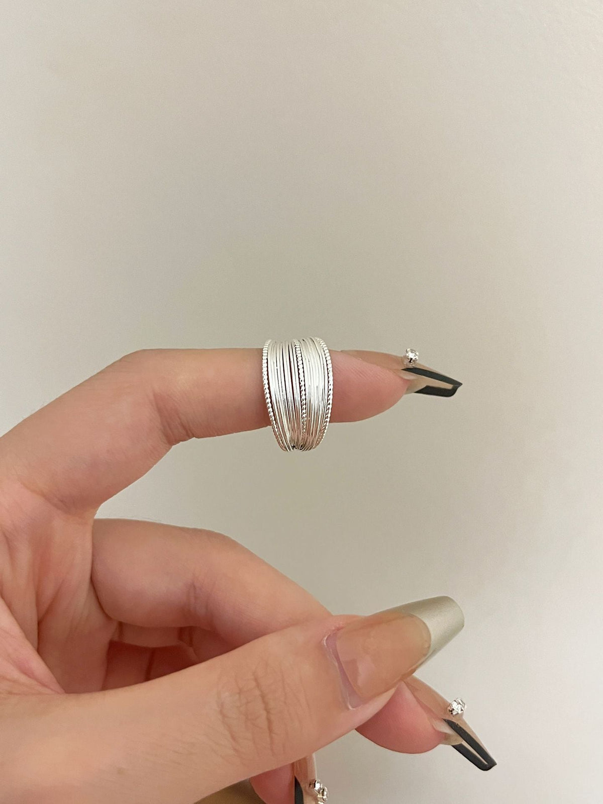 Star Pattern Silver Open Ring — ring, view 3