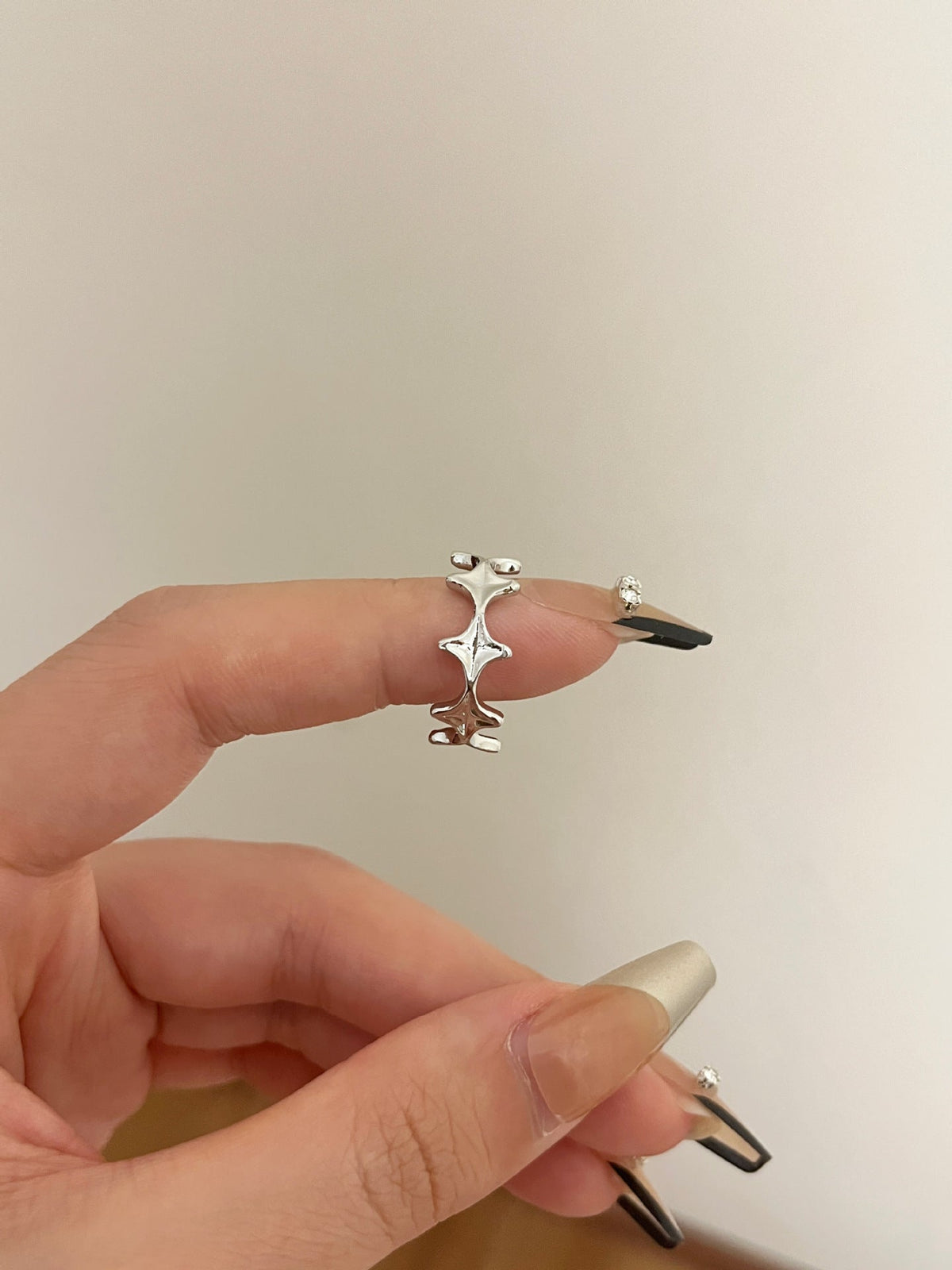Star Pattern Silver Open Ring — ring, view 4