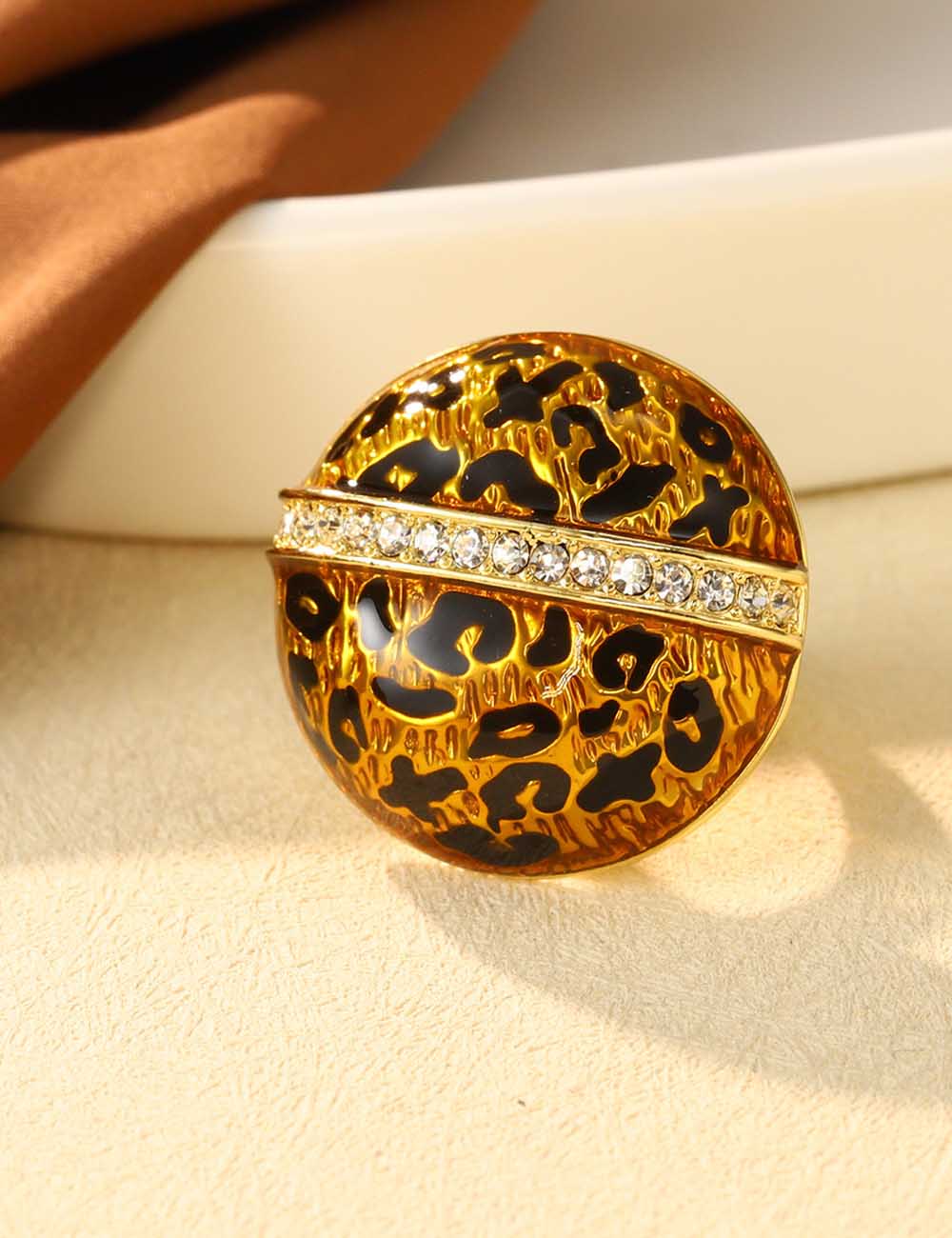 Leopard Print Heart Ring — ring, view 2