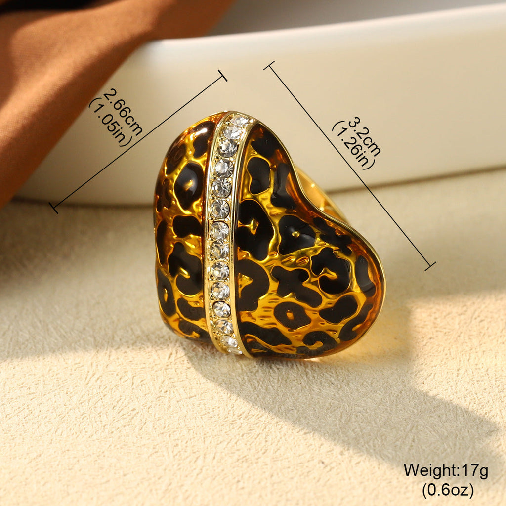 Leopard Print Heart Ring — ring, view 5