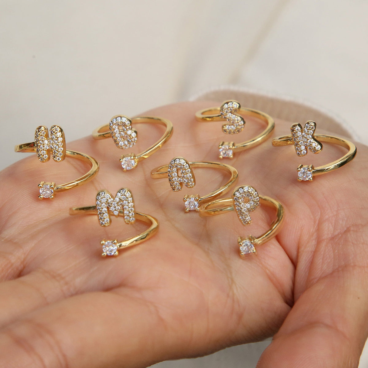 Personalized Letter Zircon Ring — ring, view 3