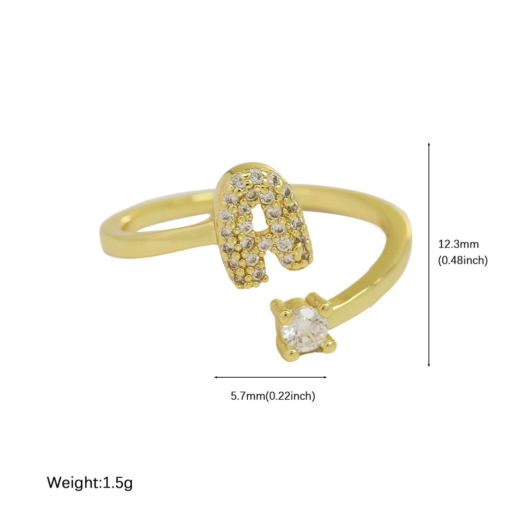 Personalized Letter Zircon Ring — ring, view 5