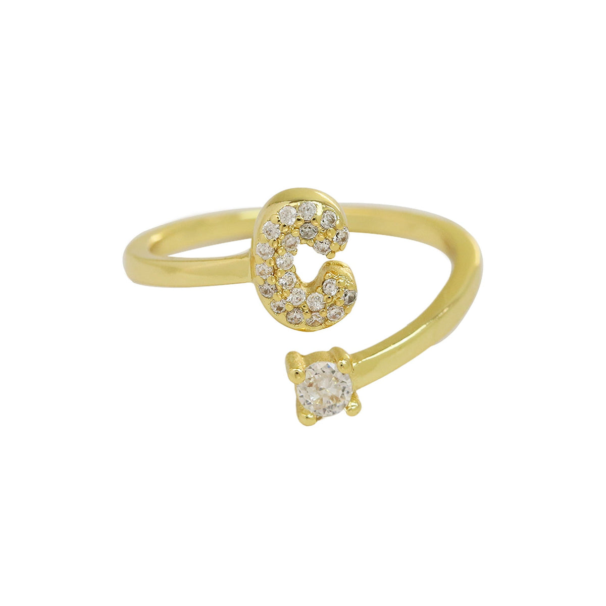 Personalized Letter Zircon Ring — ring, view 7