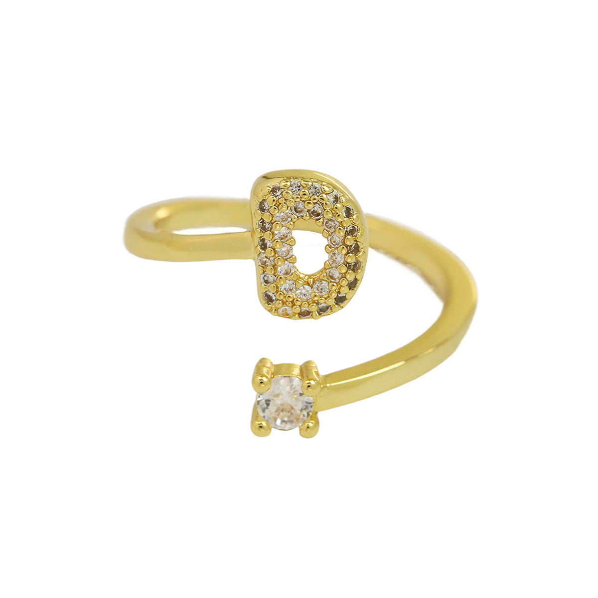 Personalized Letter Zircon Ring — ring, view 8