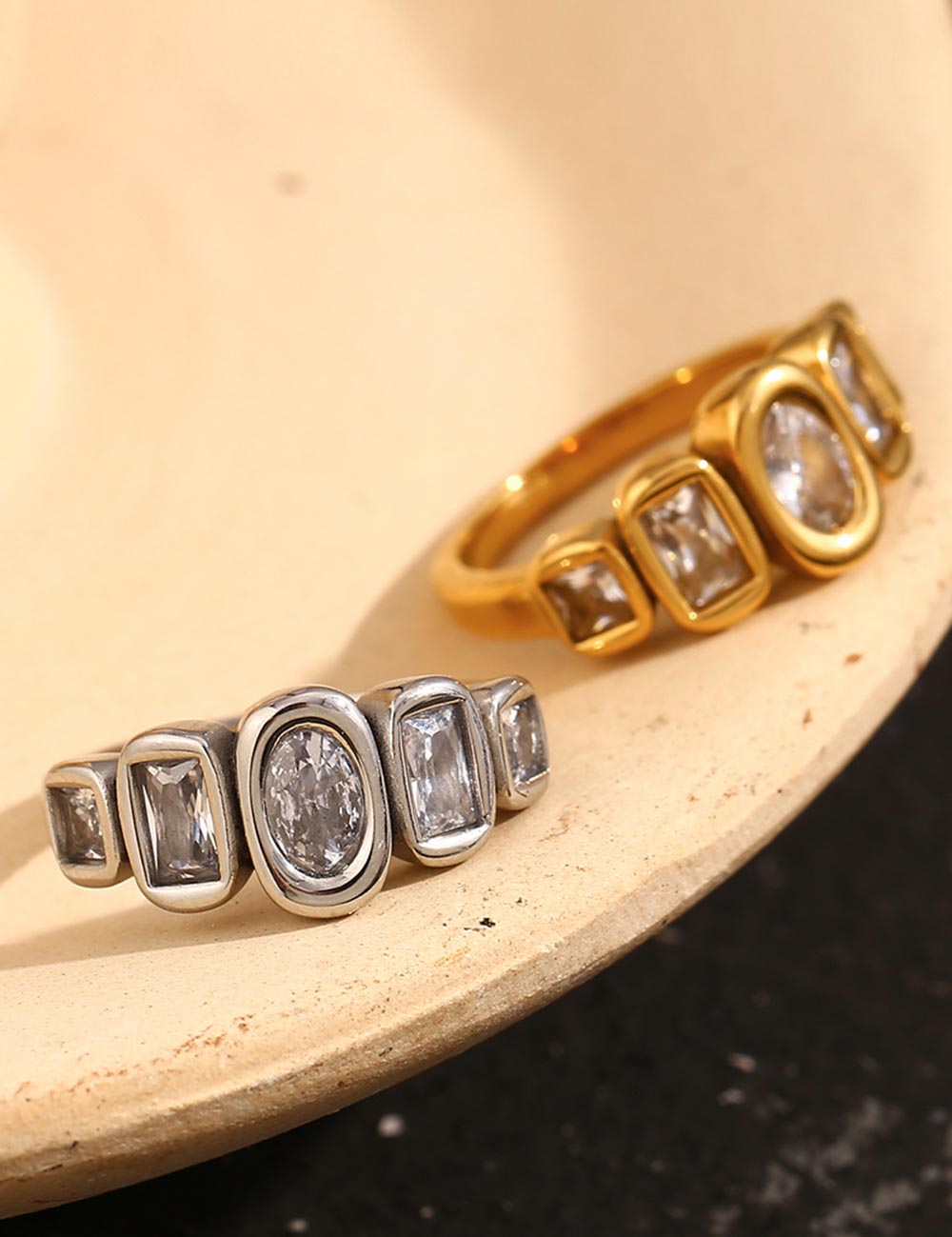 Bezel-Set Zircon Statement Ring — ring