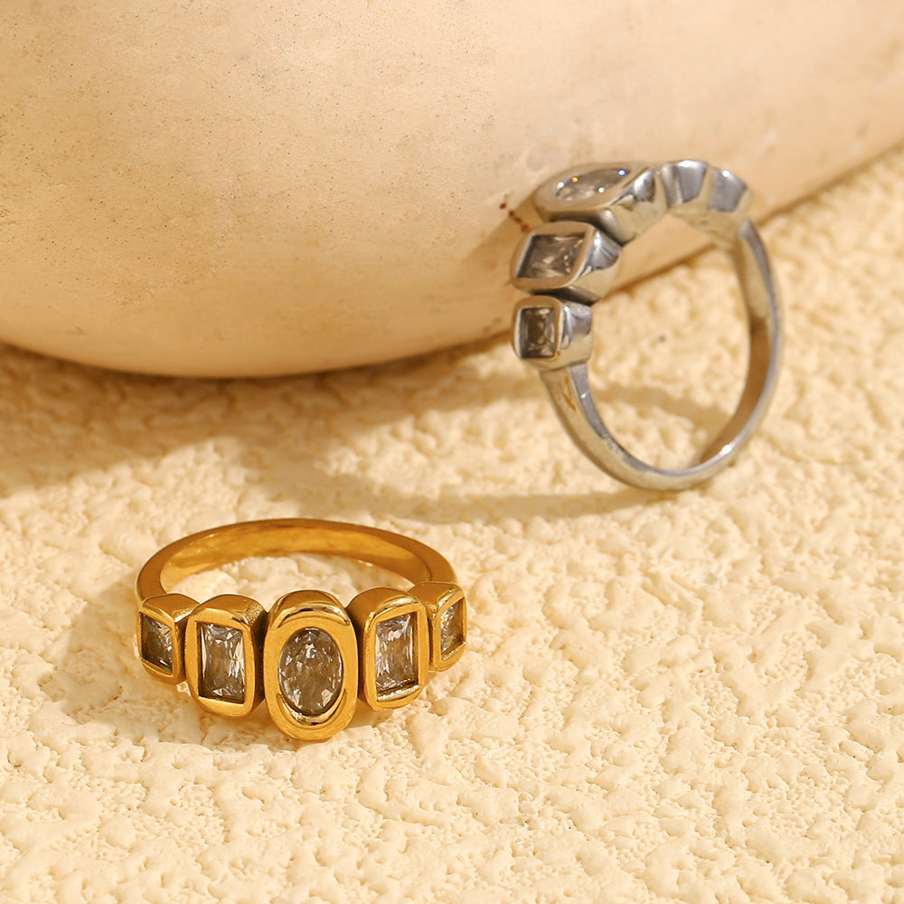 Bezel-Set Zircon Statement Ring — ring, view 2