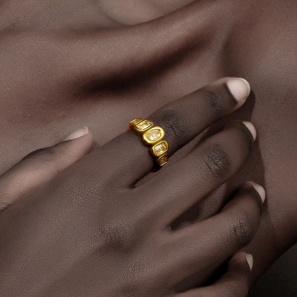 Bezel-Set Zircon Statement Ring — ring, view 3