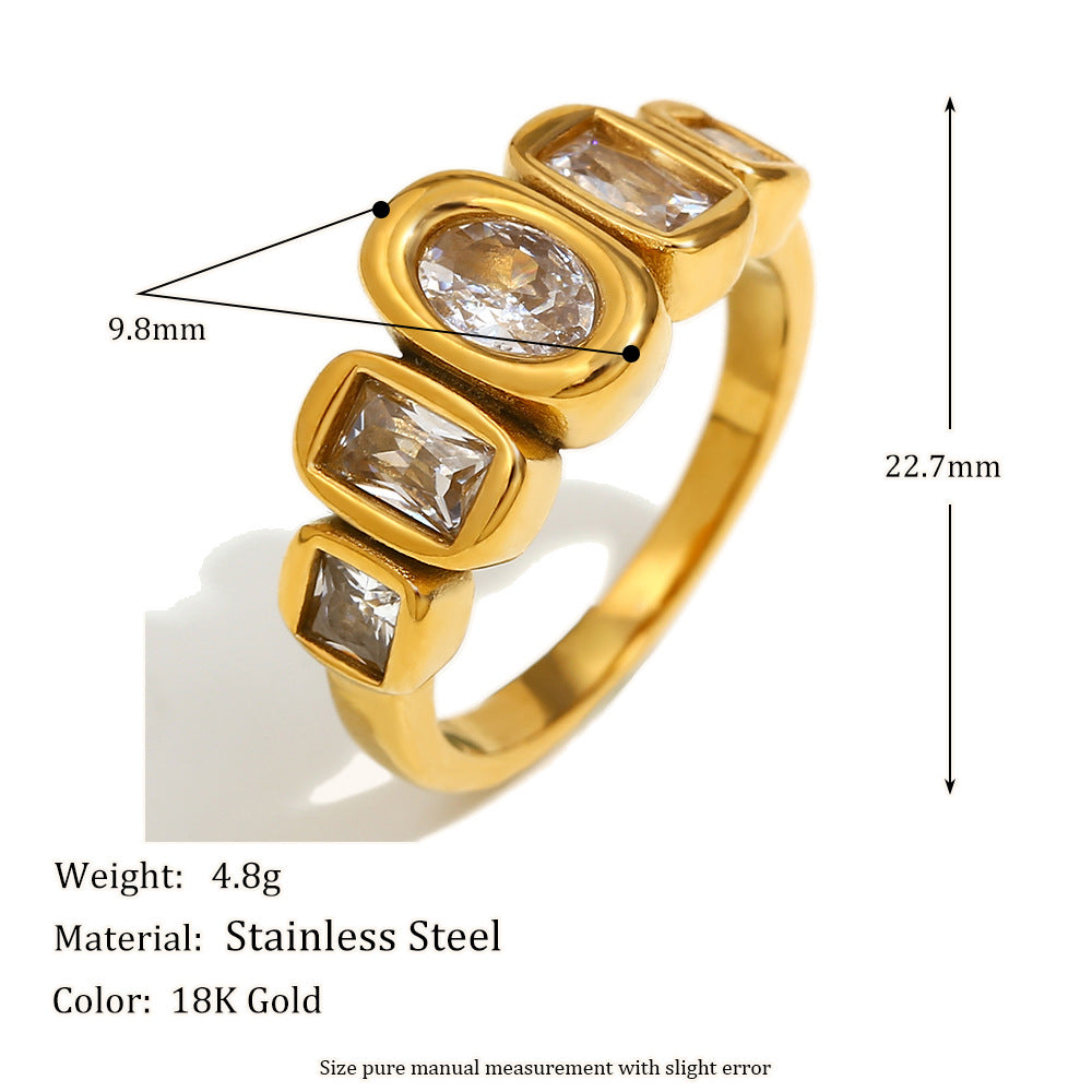 Bezel-Set Zircon Statement Ring — ring, view 6