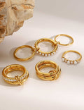 Layered Pearl-Style Zircon Ring — ring
