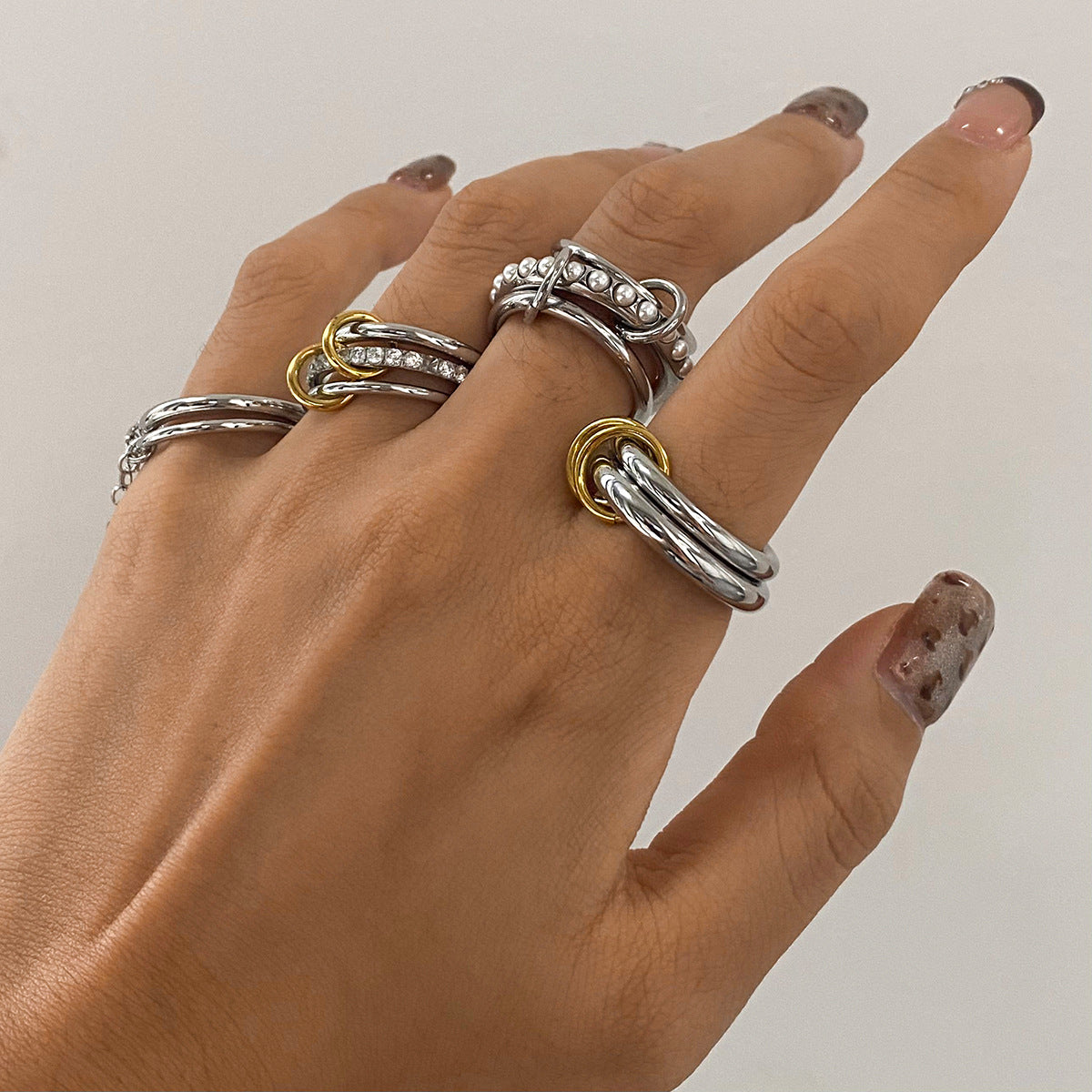 Layered Pearl-Style Zircon Ring — ring, view 3