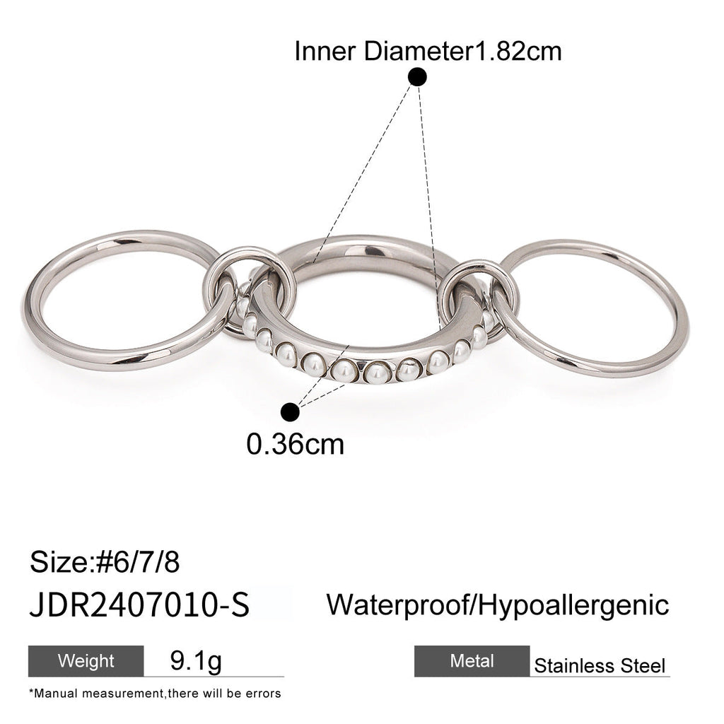 Layered Pearl-Style Zircon Ring — ring, view 9