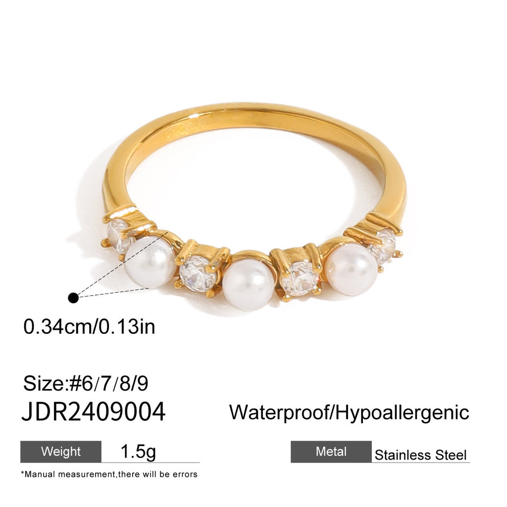 Layered Pearl-Style Zircon Ring — ring, view 13