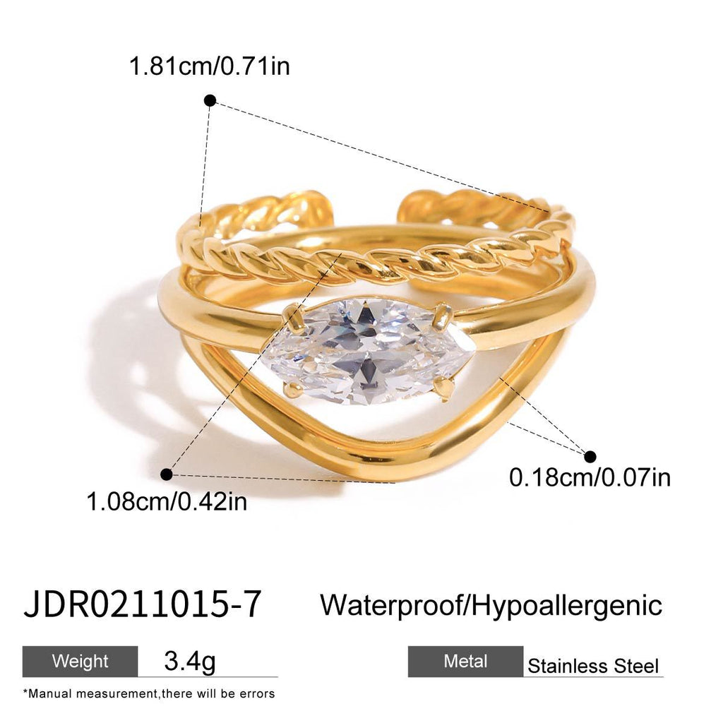 Wide Layered Zircon Ring — ring, view 10