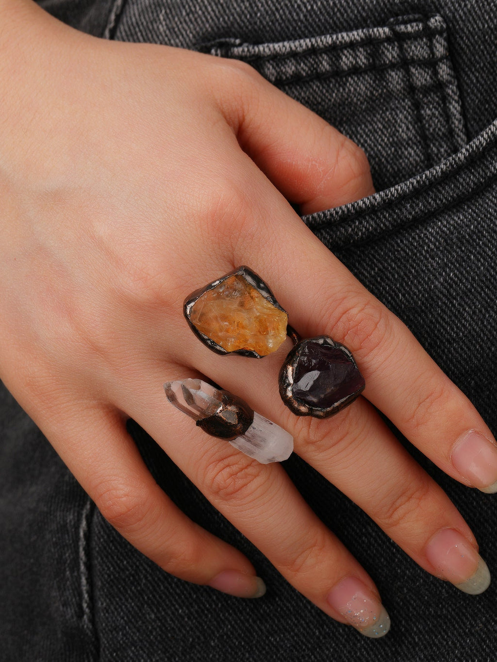 Irregular Crystal Stone Ring — ring, view 2