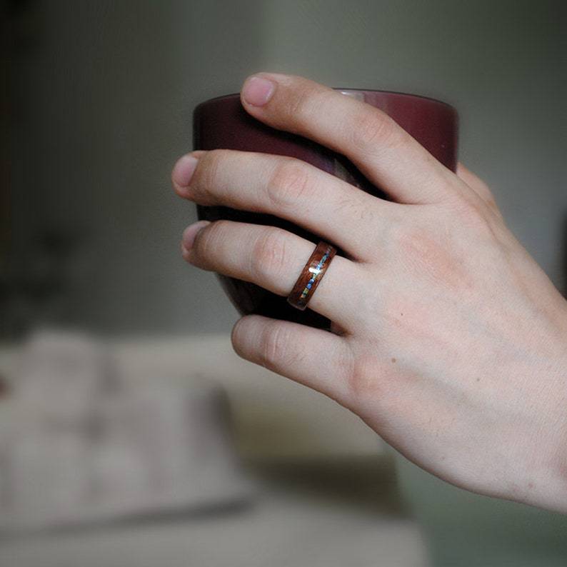 Chunky Resin Band Ring — brown ring, view 4