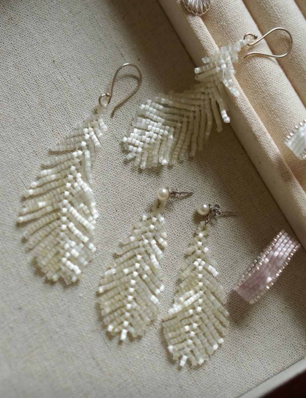 Beaded Feather Tassel Earrings — earrings