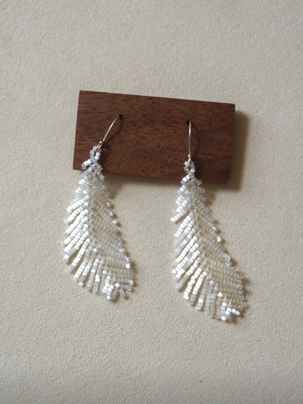 Beaded Feather Tassel Earrings — earrings, view 3