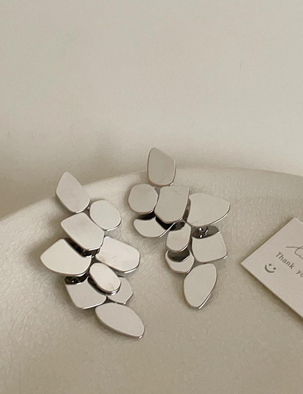 Irregular Geometric Drop Studs — silver earrings