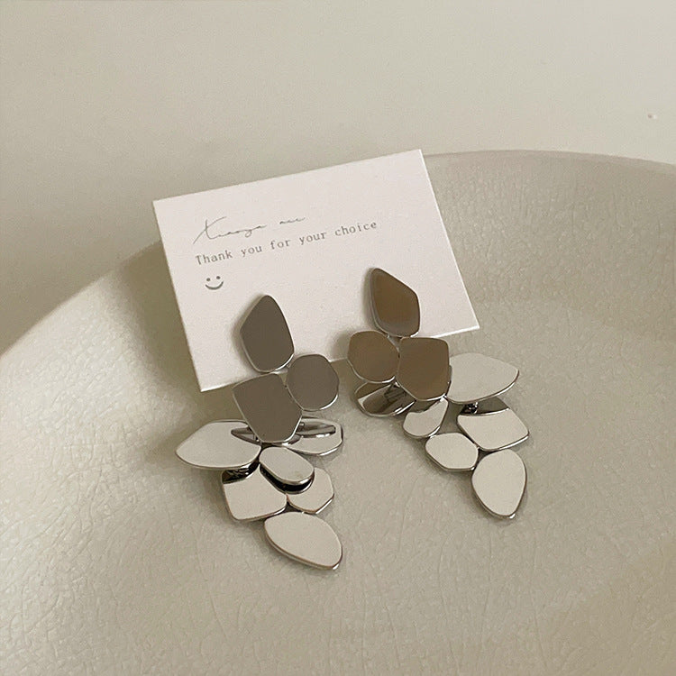 Irregular Geometric Drop Studs — silver earrings, view 3