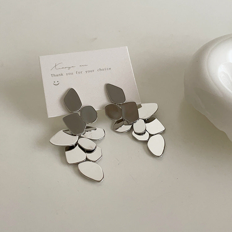 Irregular Geometric Drop Studs — silver earrings, view 4