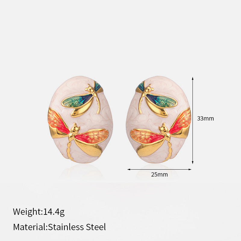 Dragonfly Enamel Steel Studs — earrings, view 6