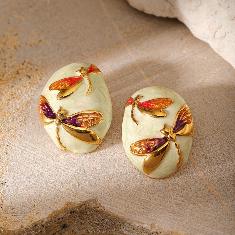Dragonfly Enamel Steel Studs — earrings, view 11