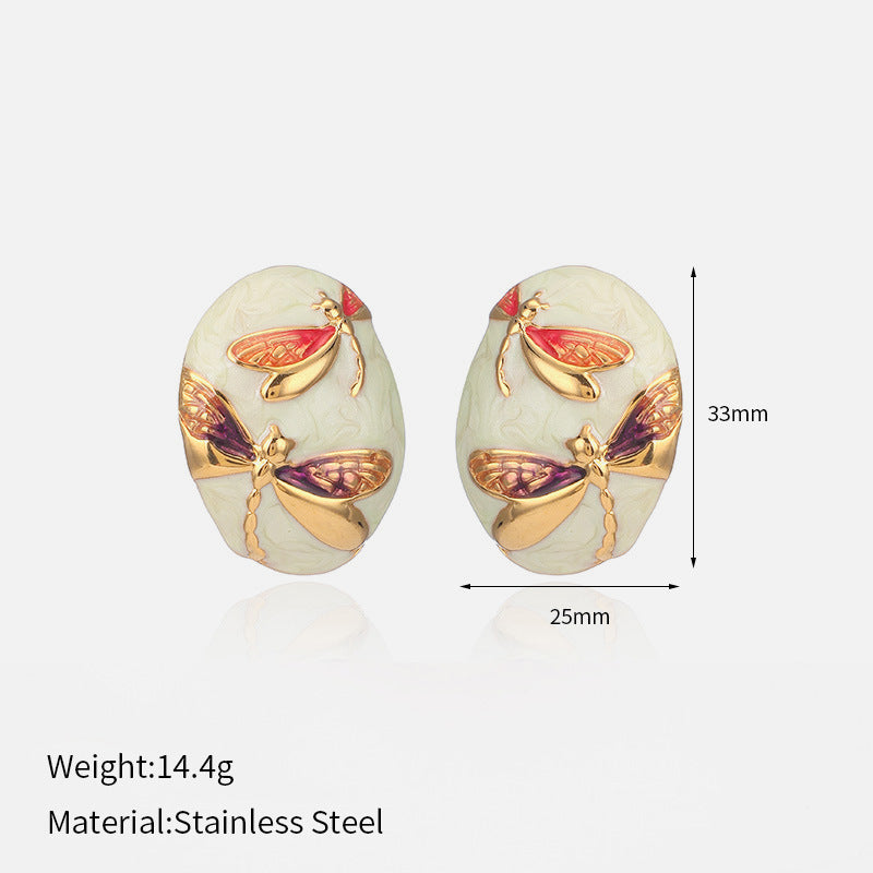 Dragonfly Enamel Steel Studs — earrings, view 13