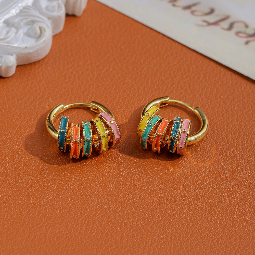 Colourful Enamel Hoop Earrings — colorful earrings, view 2