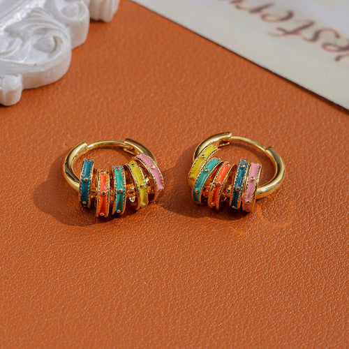 Colourful Enamel Hoop Earrings — colorful earrings, view 2