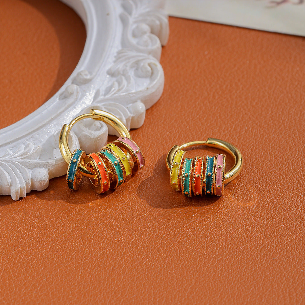 Colourful Enamel Hoop Earrings — colorful earrings, view 3