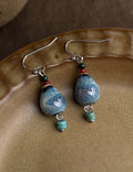 Ceramic Gourd Drop Earrings — blue earrings