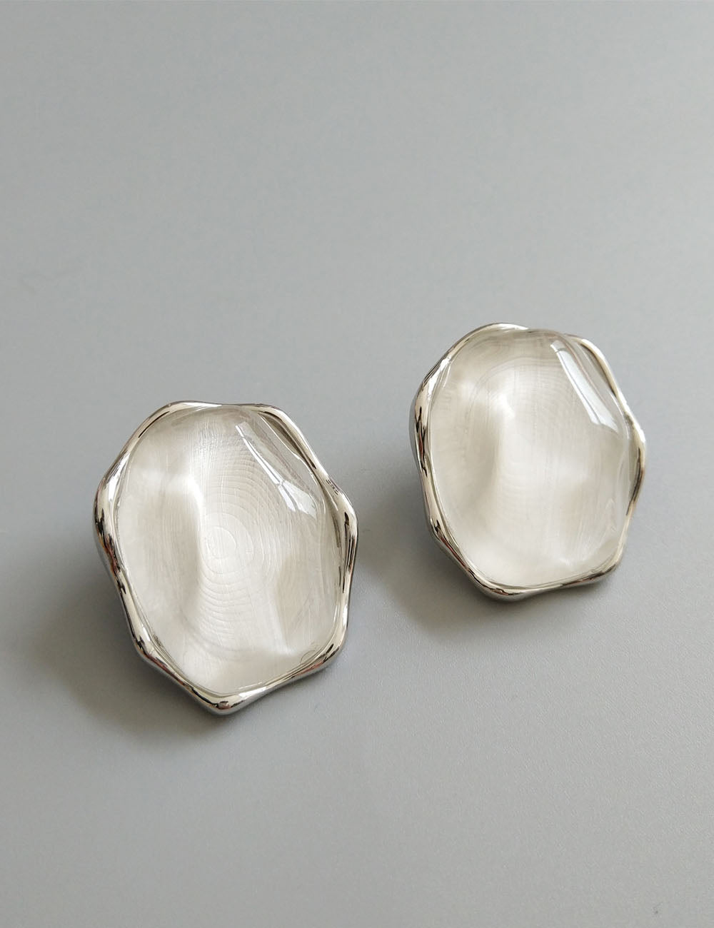 Irregular Silver Tone Stud Earrings — earrings