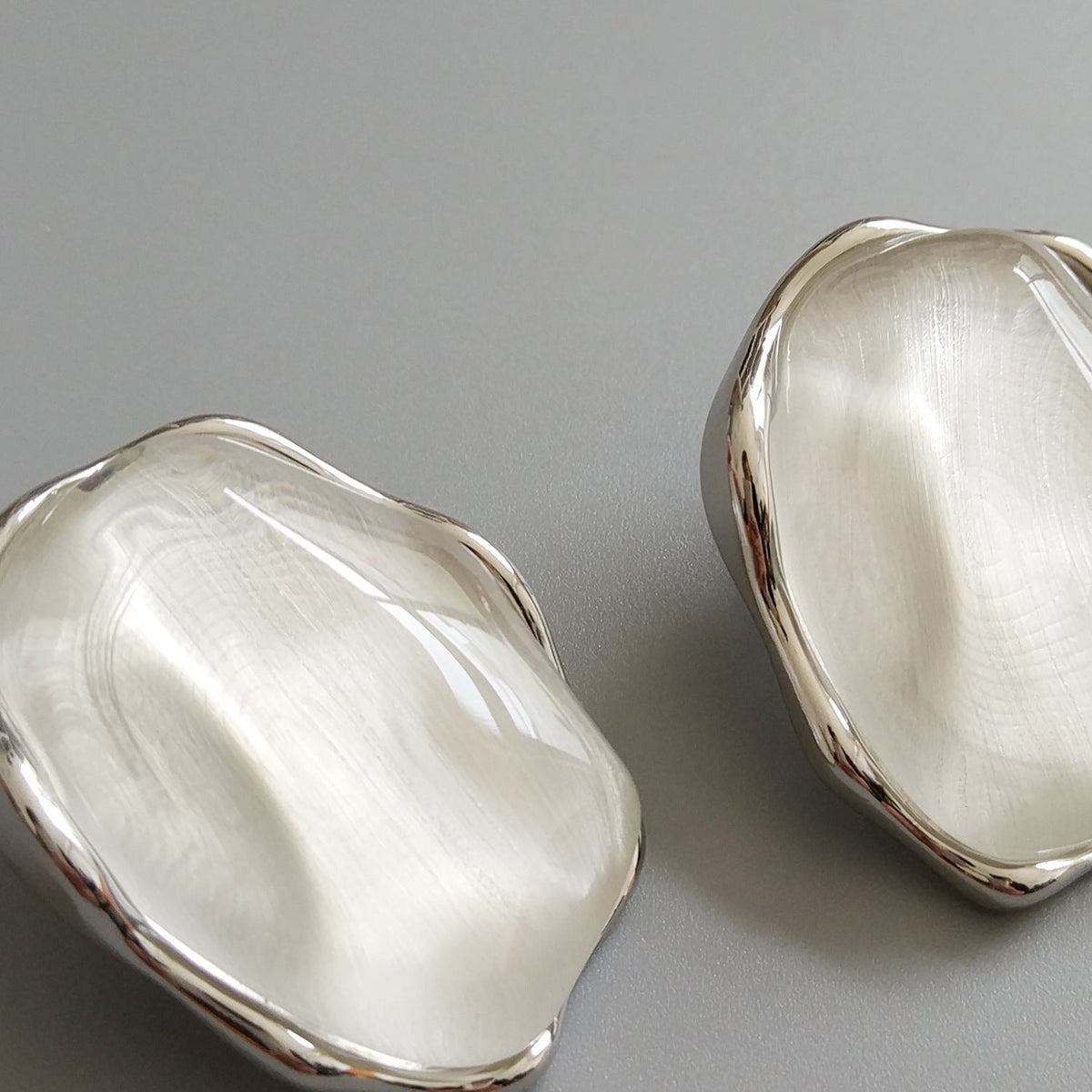 Irregular Silver Tone Stud Earrings — earrings, view 5