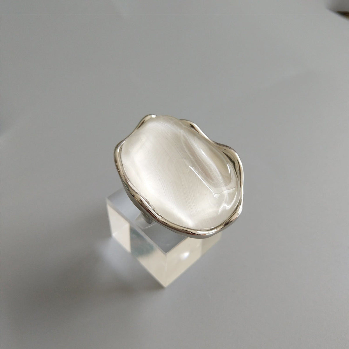 Irregular Silver Tone Stud Earrings — earrings, view 6