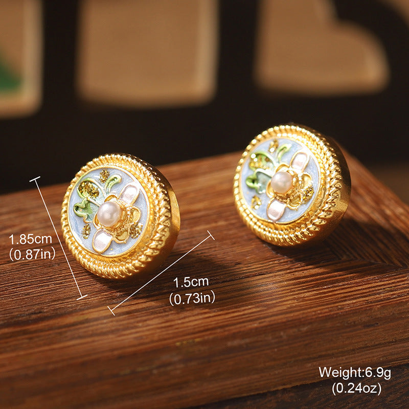 Floral Pearl Stud Earrings — earrings, view 7