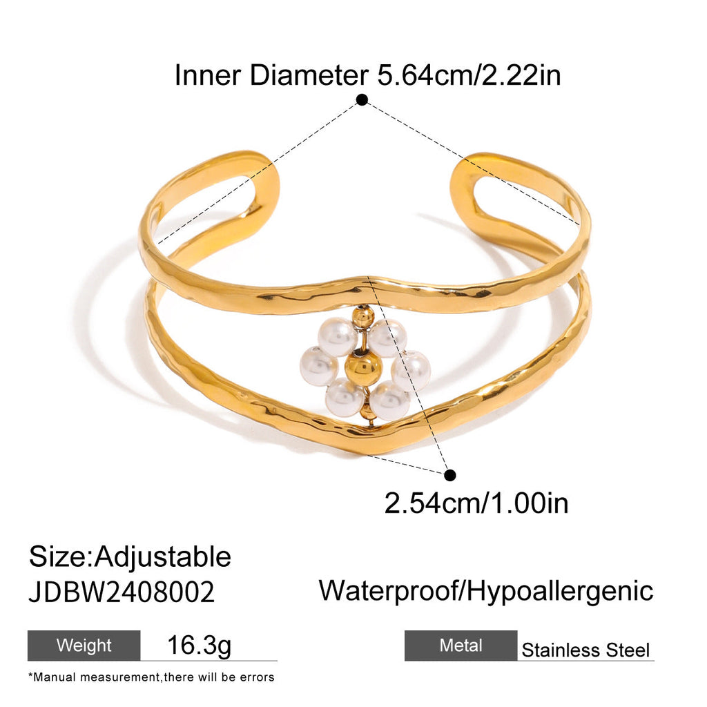 Pearl Open Bangle Bracelet — bracelet, view 9