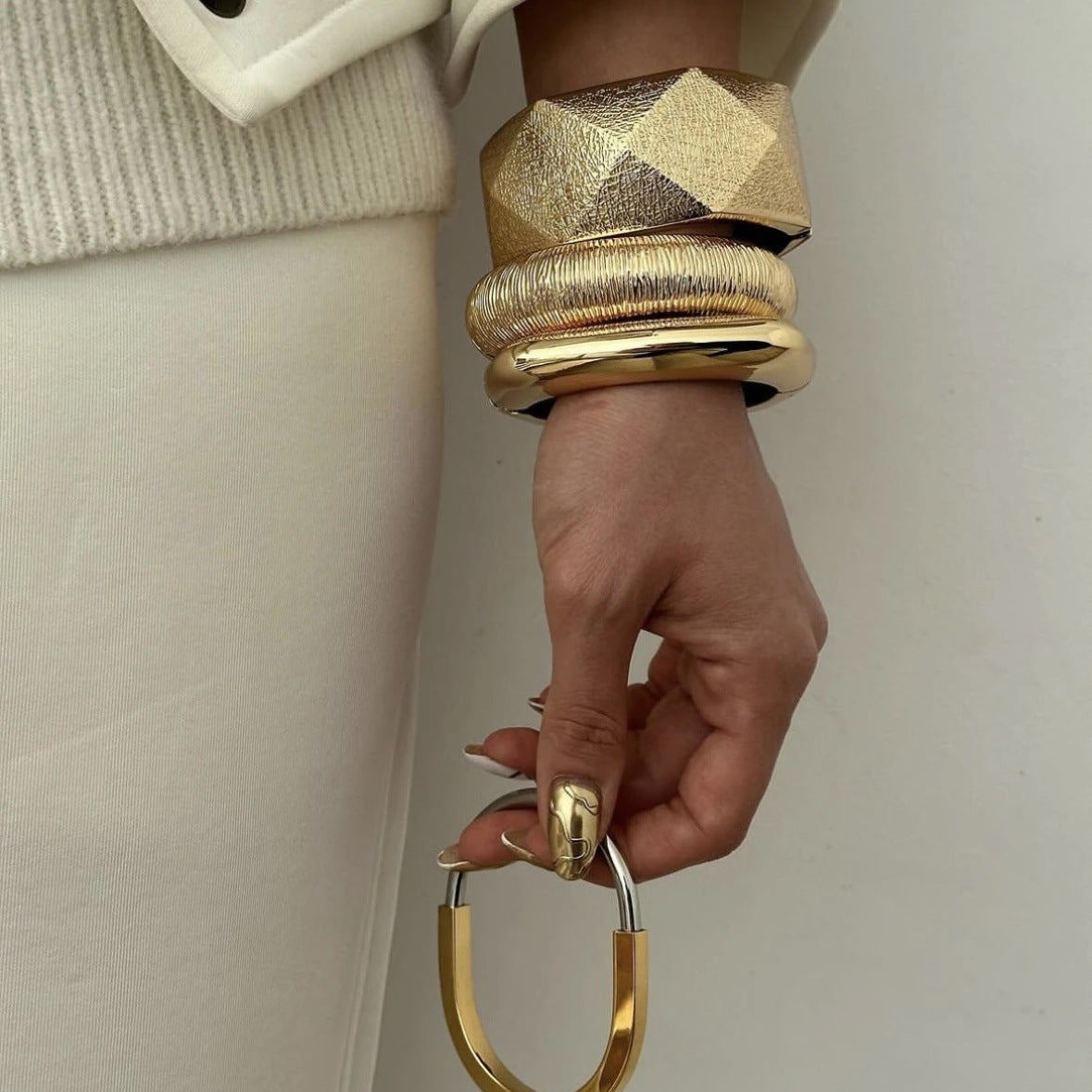 Chunky Wide Statement Bangle — bracelet, view 2