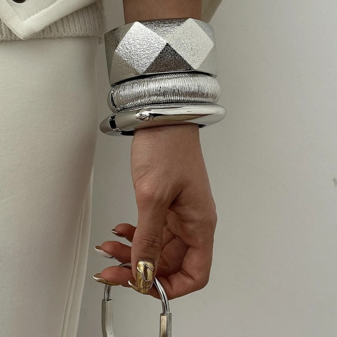 Chunky Wide Statement Bangle — bracelet, view 4