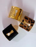Leopard Print Wide Open Cuff — bracelet