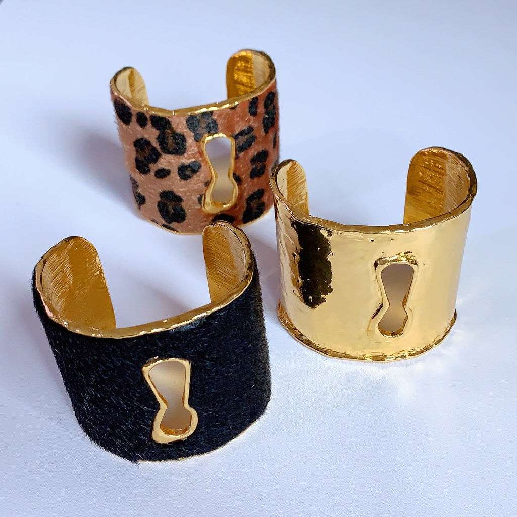 Leopard Print Wide Open Cuff — bracelet, view 2