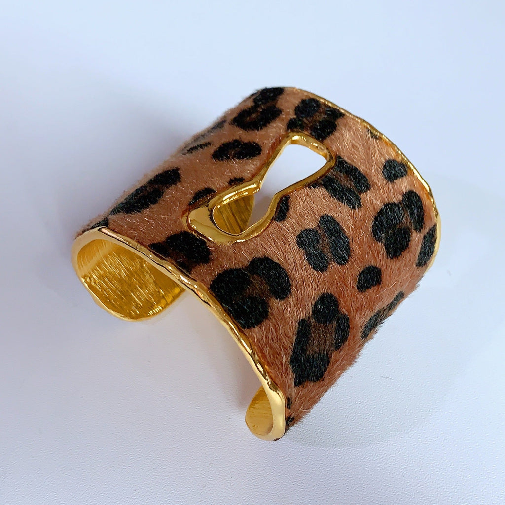 Leopard Print Wide Open Cuff — bracelet, view 7