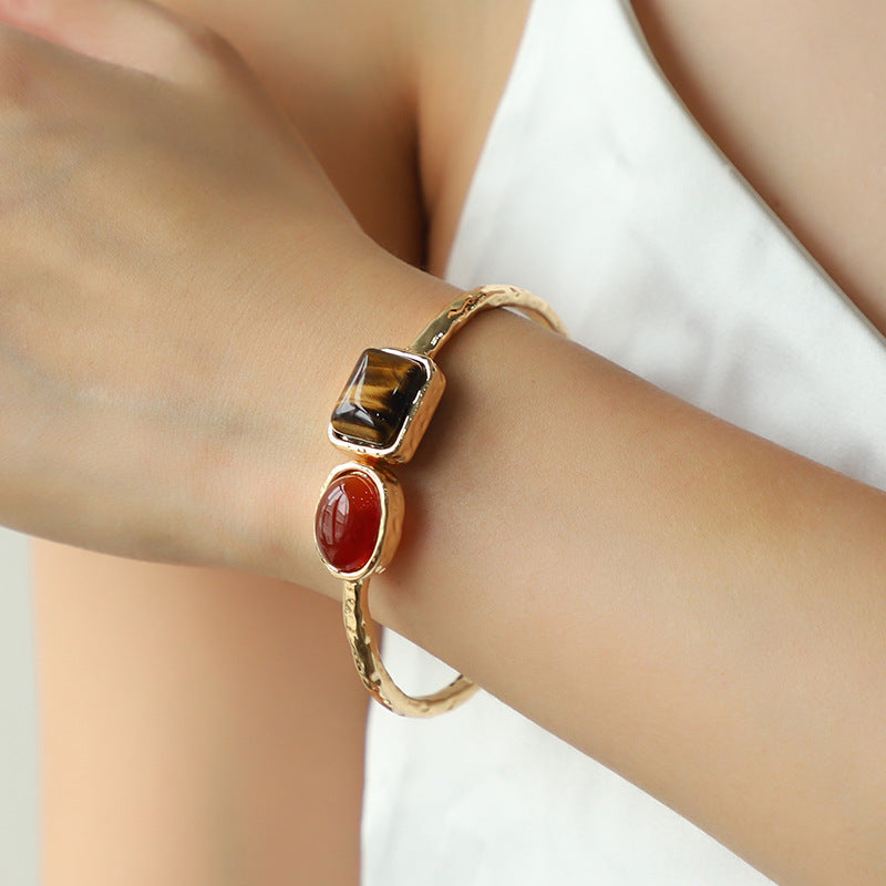 Tiger Eye Double-Layer Cuff — bracelet, view 8