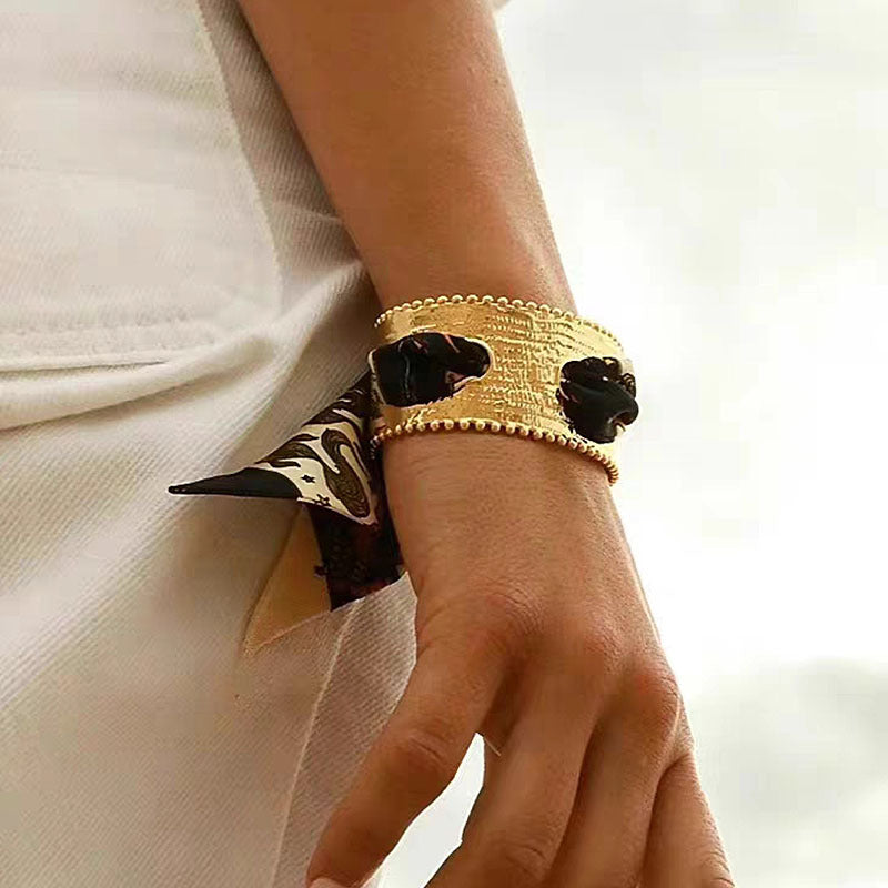 Matte Gold Scarf Bangle Bracelet — bracelet, view 2