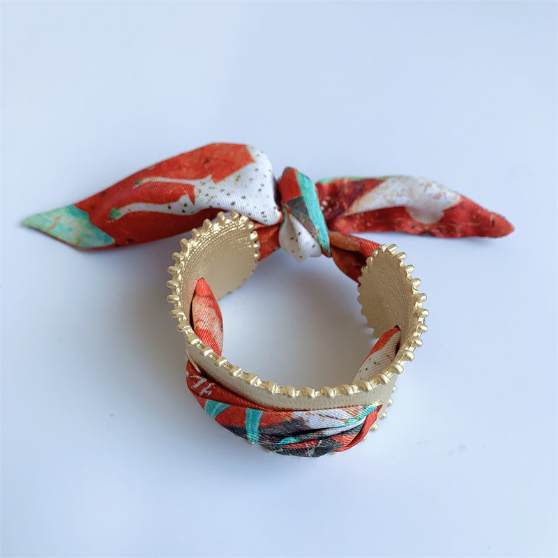 Matte Gold Scarf Bangle Bracelet — bracelet, view 6