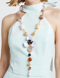 Enamel Flower Y-Shaped Necklace — necklace