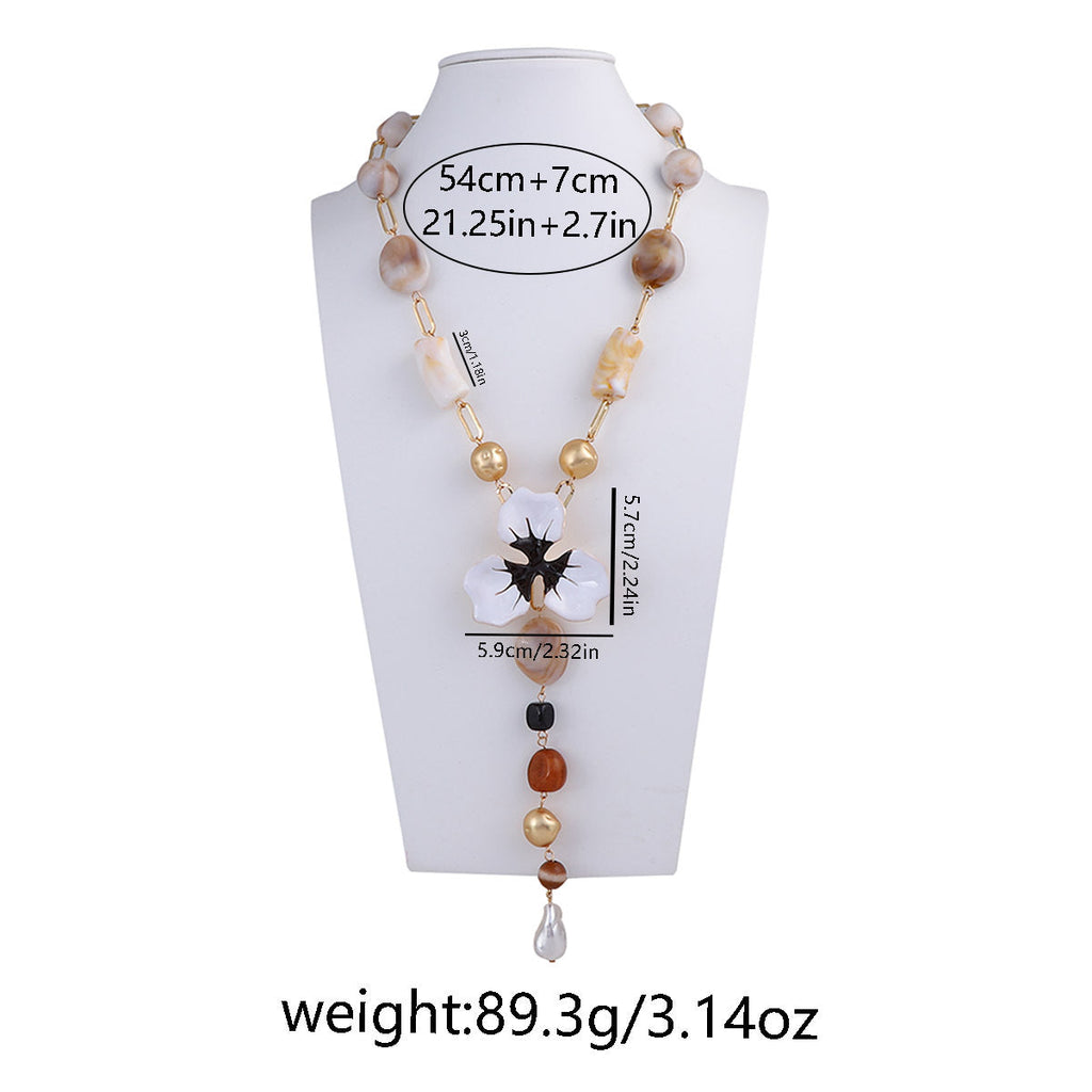 Enamel Flower Y-Shaped Necklace — necklace, view 7