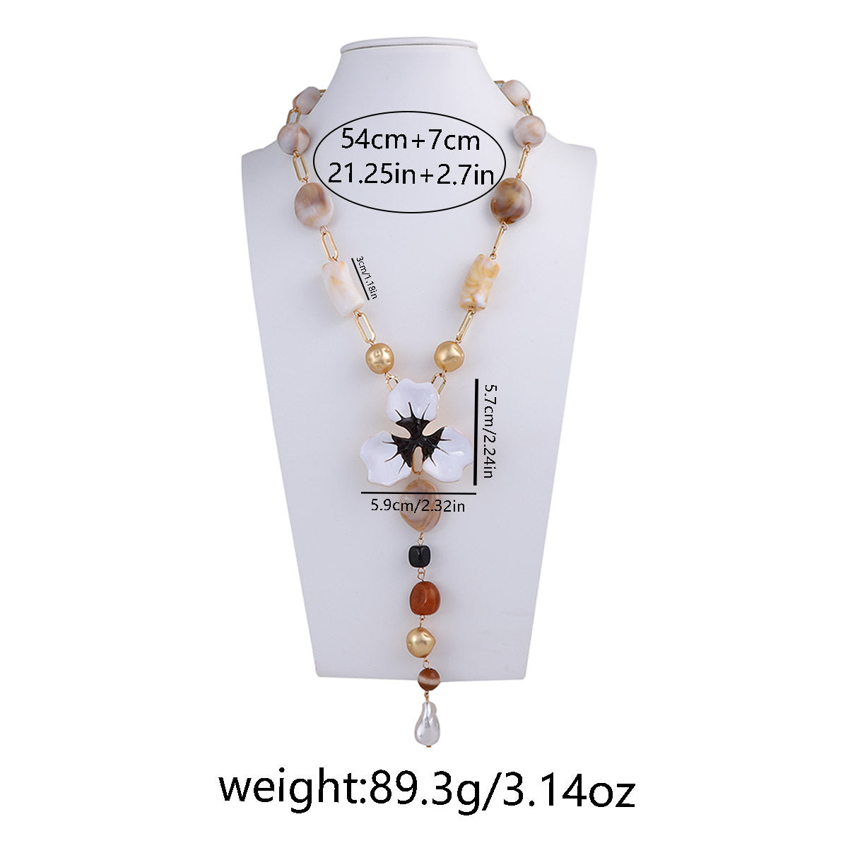 Enamel Flower Y-Shaped Necklace — necklace, view 7