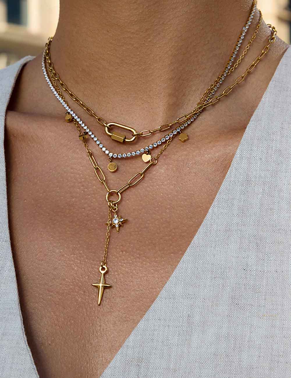 Star And Heart Charm Necklace — necklace